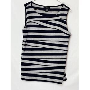 Verve Women's Size Large Blue/Gray Striped Layered Lagen look Tank Top